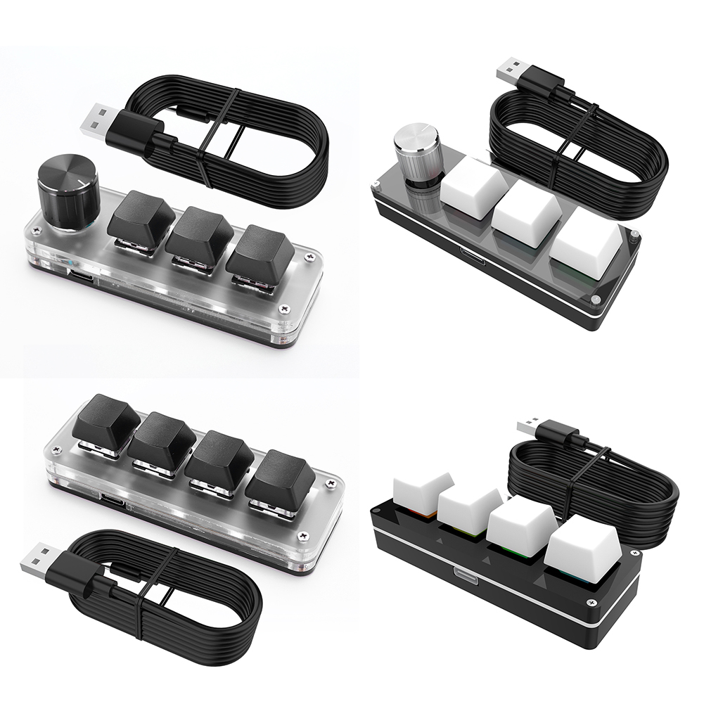 Gaming Keyboard Mini - 3-Tasten-1-Knopf/4-Tasten-Mini-Mechanische BT-Tastatur RGB Kabelgebundenes USB-Mechanisches Macropad